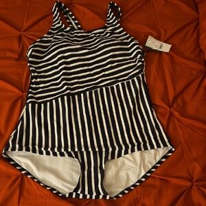 Lands' End Black and White One Piece Swimsuit
